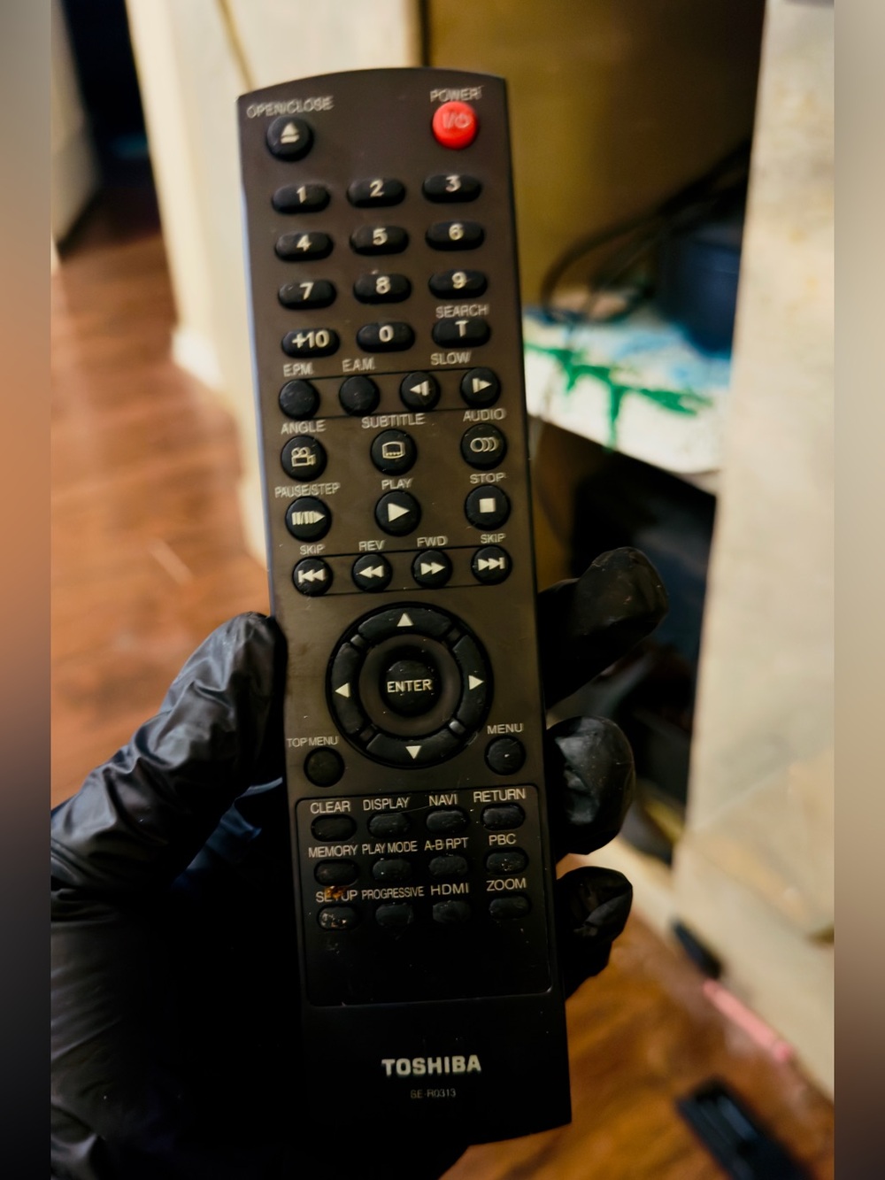 Toshiba Black Remote Control with Red Power Button